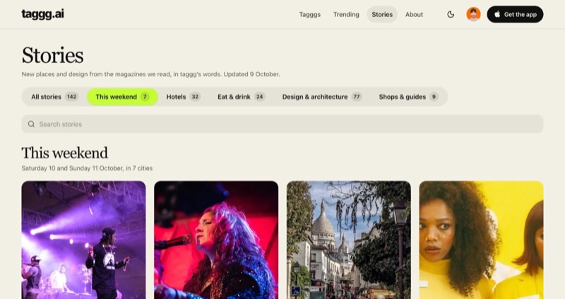 This weekend in Stories on taggg.ai.